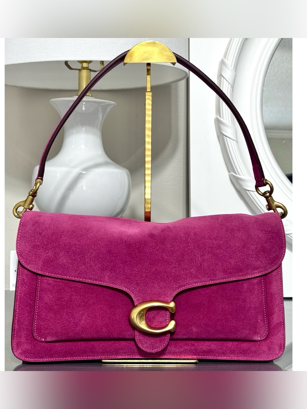 COACH Tabby Suede Shoulder Bag 36, DARK FUCHSIA‎